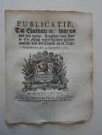  - Publicatie, Tot Elucidatie/ voor zoo veel des noods/ Ampliatie van Hunne Ed: Mog: onderscheidene Ordonnantien van den Impost op de Zeepe. Gearresteert den 15 September 1763.