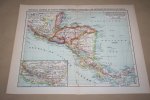  - Oude kaart - Centraal-Amerika (oa Panama, Honduras, Guatemala enz)  - circa 1905