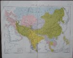 antique map (kaart). - Azie in de 17e eeuw. (map of Asia).