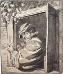 Bernardus Schreuder (fl. 1767-1780), after Adriaen van Ostade (1610-1685), supervised by Cornelis Ploos van Amstel (1726-1798) - Antique printdrawing | Farmer with pipe at a window, published 1771, 1 p.