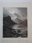 antique print (prent) - Het Riffelhornmeer en de Matterhorn.