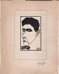 MEYER, Wybo - Portret van D.A.M. Binnendijk. Originele inkttekening. 14,5 x 9,4 cm. Gesigneerd 'Wybo Meyer.' Opgeplakt op geschept papier. 23,0 x 17,5 cm. Andermaal gesigneerd 'WyboMeyer 1926'.