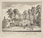  - Original etching and engraving/Antique print/originele ets en gravure: Gezigt van voor het Recht huys tot Slooten. Ziende op de weg naar den Overtoom. ca 1730. From: Hollandsche Arkadia, Amsterdam.