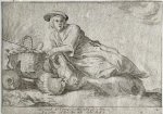 Cornelis Bloemaert (ca.1603-1692) or Boetius Adams Bolswert (ca. 1580-1633), after Abraham Cornelisz. Bloemaert (1564/66-1651) - Antique print, engraving | Bloemaert: Woman with poultry, published ca. 1650, 1 p.