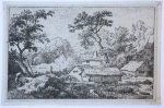 Allard van Everdingen (1621-1675) - [Antique landscape print, etching] The watermill near the waterfall, published 1631-1675, 1 p.