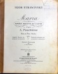 Strawinsky, Igor: - Mavra. Opera bouffe en 1 acte d`après A. Pouchkine. Texte de Boris Kochno... Réduction pour chant et piano par l`auteur