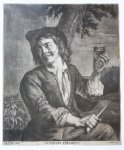 Valck, Gerard (1651-1726) after Later, Jacob de (1670-?) and Pee, Jan van (1630-1710) - [Mezzotint} Smiling young man with a glass in his hand (Lachende jonge man met glas in zijn hand).