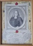 H. Hoffham (fl. 1750-51), after Jacob Houbraken (1698-1780) after Jan Maurits Quinkhard (1688-1772) - [Antique drawing] Trompe l'oeil with print portrait of Gerardus Kulenkamp (1700-1789) and paper on a wooden board, ca. 1750.