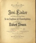 Strauss, Richard: - [Op. 29, no. 3] Drei Lieder... für eine Singstimme mit Klavierbegleitung... Op. 29. No. 3. Nachtgang... tief