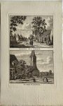J. Bulthuis, K.F. Bendorp - Antieke prent Zeeland: Domburg By t' Inkomen. / De Kerk te Domburg.