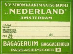 Stoomvaart Maatschappij Nederland - Bagage label SMN Bagageruim passagiersgoed-2