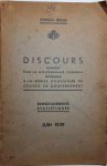 RYCKMANS Pierre - Congo belge. Discours prononcé par le Gouverneur Général Ryckmans à la séance d'ouverture du Conseil de Gouvernement. Renseignements statistiques.