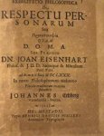 Eedberg, Johannes; Praeses: Eisenhart, Johann - Dissertation 1680 I Exercitatio philosophica de respectu personarum seu Prosoopolèpsia (in Greek) [...] Helmstedt Heinrich David Müller 1680