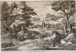 Adriaen Frans Boudewyns (1644-1719), after Adam Frans van der Meulen (1632-1690) - Antique print, etching | Landscape with figures, published ca. 1680, 1 p.