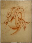  - Antique drawing red chalk I An ornamental curl ca. 1750.