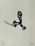 CLAUS, Hugo - Claus - De dichter met de kettingzaag  Originele litho, genummerd en gesigneerd - 2007