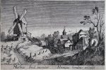 Simon Wijnants Frisius (1580-1629) after Matthijs Bril (1550-1584) - Antique print, etching I Village scene with a large windmill on the left, published 1614, 1 p.