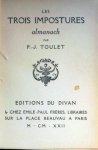 Paul-Jean Toulet. - Les trois impostures. Almanach.