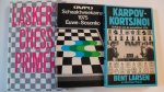 Ben Larsen & Michael Stean + red. AVRO + Emanuel Lasker - Schaken pakket boeken: Karpov-Kortsjnoi 1978+ Euwe Sosonko 1975+ Laskers Chess Primer