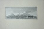 Spilman, Hendrik - De stad Steenbergen langs de haven te zien.Originele kopergravure.