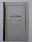 Man, J.C. de. - In Memoriam Dr. A.A. Fokker 1810-1878. Uit: Archief, 5e deel, 1e stuk, 1880. Man, J.C. de. - In Memoriam Dr. A.A. Fokker 1810-1878. Uit: Archief, 5e deel, 1e stuk, 1880.