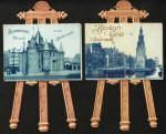 BLOOKER'S CACAO - Vier kartonnen advertentie-ezels met plaatjes van Amsterdam.