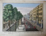 [in the style of Probst] - [Handcolored Opticaprent/Optical view The Hague/Den Haag] Gesight van de Heere Grast siende na get Besugden Hout (Herengracht na het Bezuidenhout), published ca. 1770.