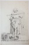 Michiel Jacobus van der Schaft (1829-1889) - [Antique drawing] Woman seen from behind, ca. 1850-1900.