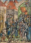 Urs Graf (c. 1485-1529) - Antique book illustration, handcolored woodcut | Christ before Herod, published 1506, 1 p.
