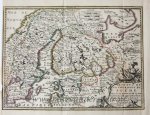 Hendrik de Leth (1703-1766) - [Antique print, etching, 1749] Map of the Reign of Sweden, published ca. 1749.