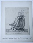 Groenewegen, Gerrit (1754-1826) - [Antique print, etching] Koopvaardy - buys Zeijlende bij de wind; Verscheide soorten Hollandse schepen - E (serie title), published ca 1826, 1 p.