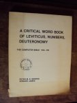 Morris, Peter M.K. / Edward James - A Critical Word Book of Leviticus, Numbers, Deuteronomy. The Computer Bible Vol. VIII Morris, Peter M.K. / Edward James - A Critical Word Book of Leviticus, Numbers, Deuteronomy. The Computer Bible Vol. VIII