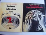 Bord, Janet - Doolhoven en labyrinten + Wie weet de weg, 35 om de tuin leidende labyrinten, 2 boeken in casette, Speelboek der dwaalwegen