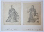 after Goltzius, Hendrick (1558-1617) - [Antique drawing] Mary I and Elizabeth I of England.