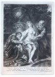 Jacob Gole (c. 1660-1724) after Antoine Coypel (1661-1722) - [Antique print, mezzotint] Susanna and the Elders (Susanna en de ouderlingen), published ca. 1650/1700.