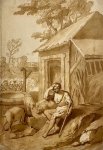 Workshop of Abraham Bloemaert (1566-1651) - Antique drawing IThe Prodigal Son as a swineherd (de verloren zoon als zwijnenhoeder), ca. 1650, 1 p.