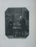 C.L. van Kesteren naar A. Artz - Originele staalgravure Pieter van Musschenbroeck en Andreas Cunaeus met een Leidse fles C.L. van Kesteren naar A. Artz - Originele staalgravure Pieter van Musschenbroeck en Andreas Cunaeus met een Leidse fles