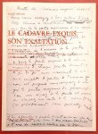 BRETON, ANDRé. - Il Cadavere squisito, la sua esaltazione. Seguito da testimonianze inedite di Jindrich Chalupecky, Simone Collinet, Marcel Duhamel, André Masson e Tristian Tzara.Testi e illustrazioni racolti da Arturo Schwarz. Textes originaux français en reg...