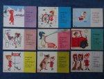 Schmidt, Annie M.G and Fiep Westendorp - Prelientje In de bergen/ In de dierentuin/ En de brandweer/ Op de oceaan/ Is de chauffeur/ Wordt verkeersagent/ Is de dokter/ Wint de wedstrijd/ En de leeuwen. 9 titels met Prélientje in de hoofdrol