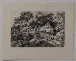 KOBELL, FERDINAND, - Forest landscape with family near a dwelling