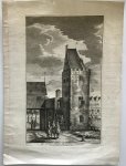 Wagenaar, Jan  Goeree, J. - De Tooren Zwigt of Zwygt Utrecht, nu een gedeelte der Kloveniers Doele. Originele kopergravure