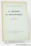 BALTHASAR, N. - La méthode en métaphysique.