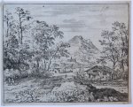 Allard van Everdingen (1621-1675) - [Antique landscape print, etching] The broad river, published 1631-1675, 1 p.