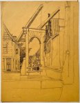 anonymous - [Modern drawing, black chalk] A bridge in Naarden, ca. 1920-1940, 1 p.