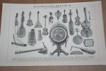  - 3 oude prenten - Muziekinstrumenten - circa 1900