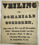 N.N. - Publication / Affiche ca 1837 Veiling van domaniale goederen, ingevolge de wet van 1822 (...), 1 p.
