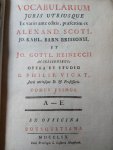 Vicat, Béat-Philippe - Alexand. Scoti - Jo. Kahl, Barn. Brissonii, - Jo. Gottl. Heineccii - Vocabularium juris utriusque ex variis ante editis, præsertim ex Alexand. Scoti, Jo. Kahl, Barn. Brissonii, et Jo. Gottl. Heineccii accessionibus. Opera et studio B. Philip Vicat. (tomus primus + secundus)