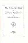 PEDERSEN, JOHANNES - The scientific work of Snouck Hurgronje