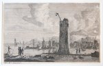 Reinier Zeeman (1623/24-1664) - [Antique print, etching] Harbour scene with a tower, published in or after 1656.