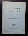 voorwoord Arthur S. Adams President - Salzburg seminar in American studies Directory 1947-1962